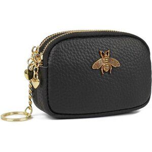 Women Leather Coin Purse Copper, Black
